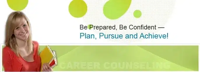 A green banner with the words " career counsel ".