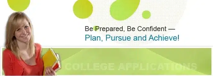 A green banner with the words " be prepared, be college ready."